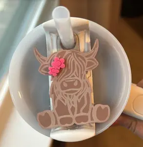 Tumbler Topper Highland Cow in 20, 30, 40 oz Quencher H2.0 Cup Size Personalized Animal with or without flower