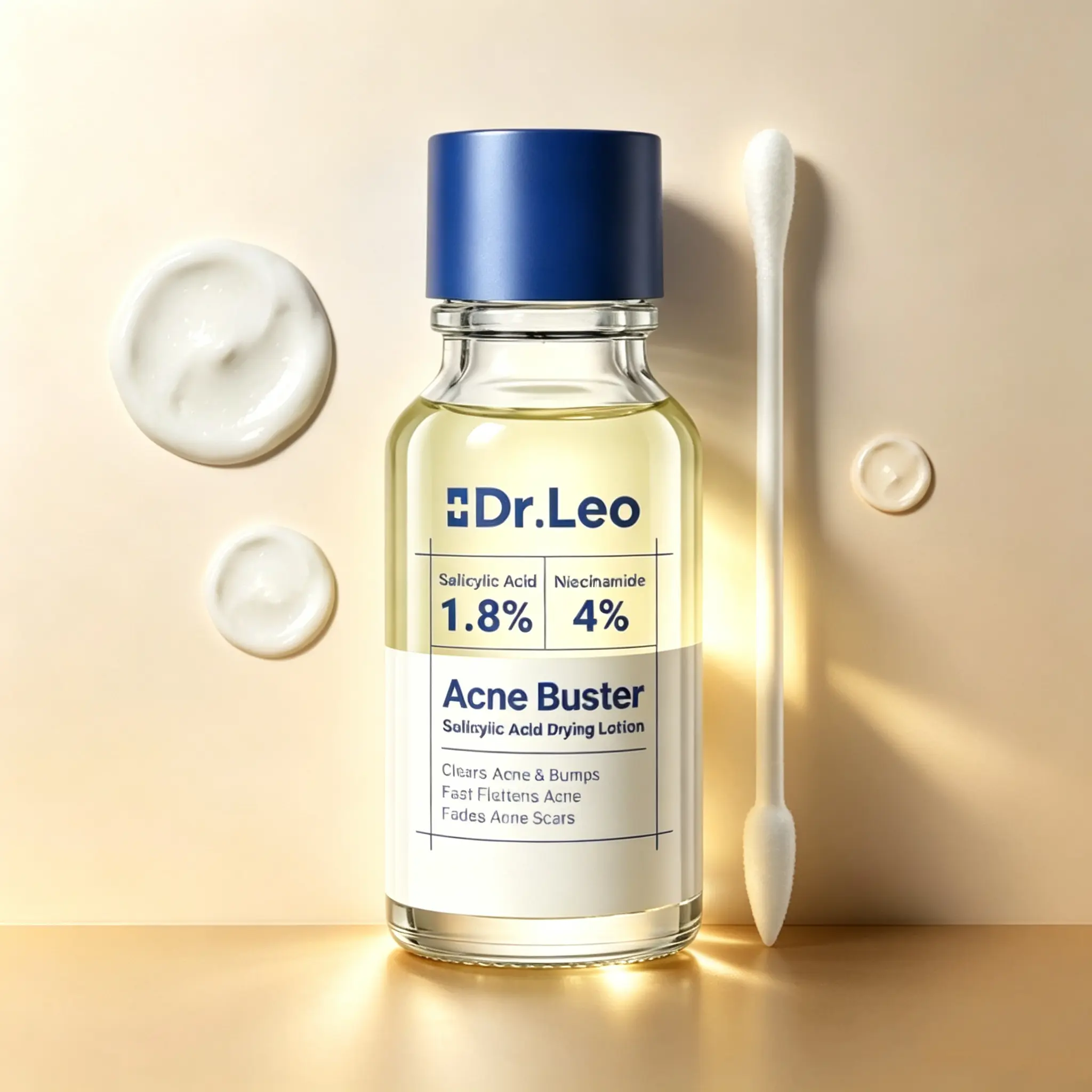 Dr.Leo Drying Lotion for Face & Body Acne - Spot Treatment with 1.8% Salicylic Acid, 4% Niacinamide & 10% Sulfur. Helps Shrink Pimples & Visibly Reduce Post-Acne Marks. Clarifying Formula (20ml) Clear Exfoliate Lightweight Redness Powder