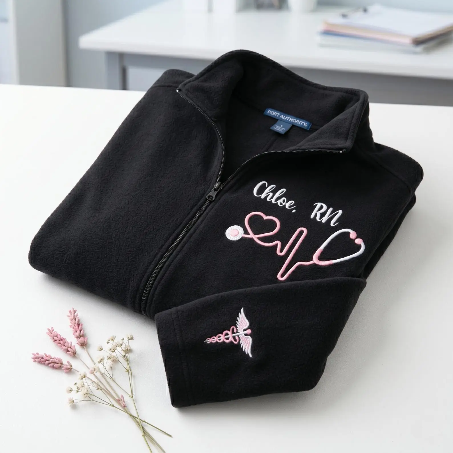 [MADE IN US] Personalized Nurse Quarter Zip - Nurse Zippered Fleece Jacket - Jacket With Pockets - Nurse Graduation Gift for Women/Men