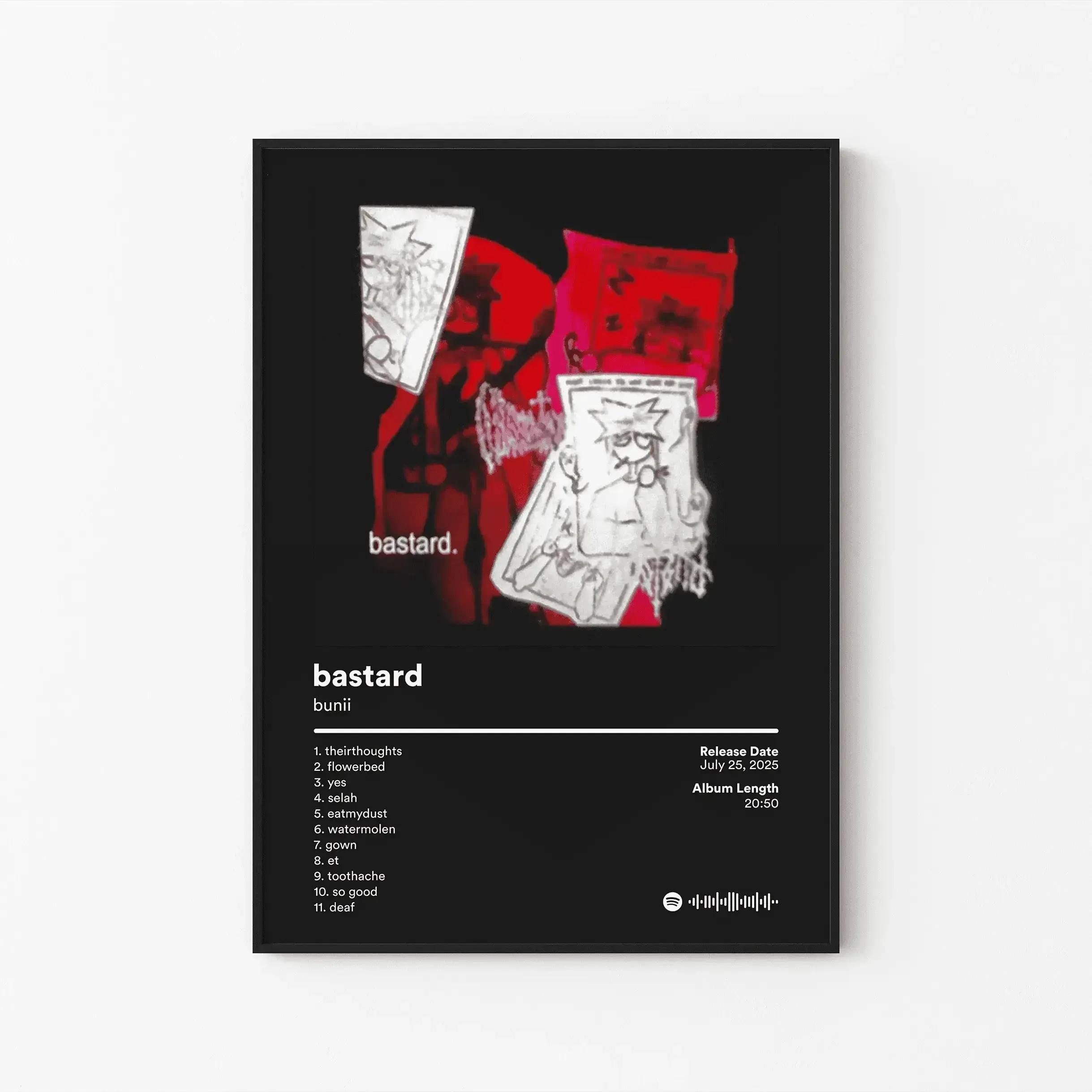 [FREE SHIP] bunii Album Poster, Underground Digicore Tracklist Art, Hyperpop Aesthetic Print, Niche Internet Music Decor, Unframed Print Only