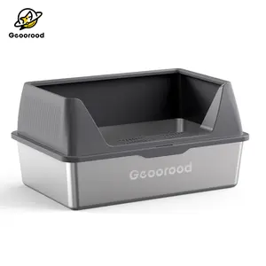 【Geoorood】Stainless Steel Cat Litter Box, XL Extra Large Semi-Enclosed Metal Pan with Side Entry, Scoop Included, Open Top Potty for Indoor Big Cats & Kitty, Easy to Clean & Odor Resistant (Gray) #Summervibes #petlovers