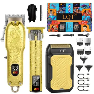 LQT 2/3PCS Men's Professional Hair Clipper Set, Cordless Trimmer & Electric Shaver with LED Display, Gift Box Packaging, Perfect Father's Day Gift for Him