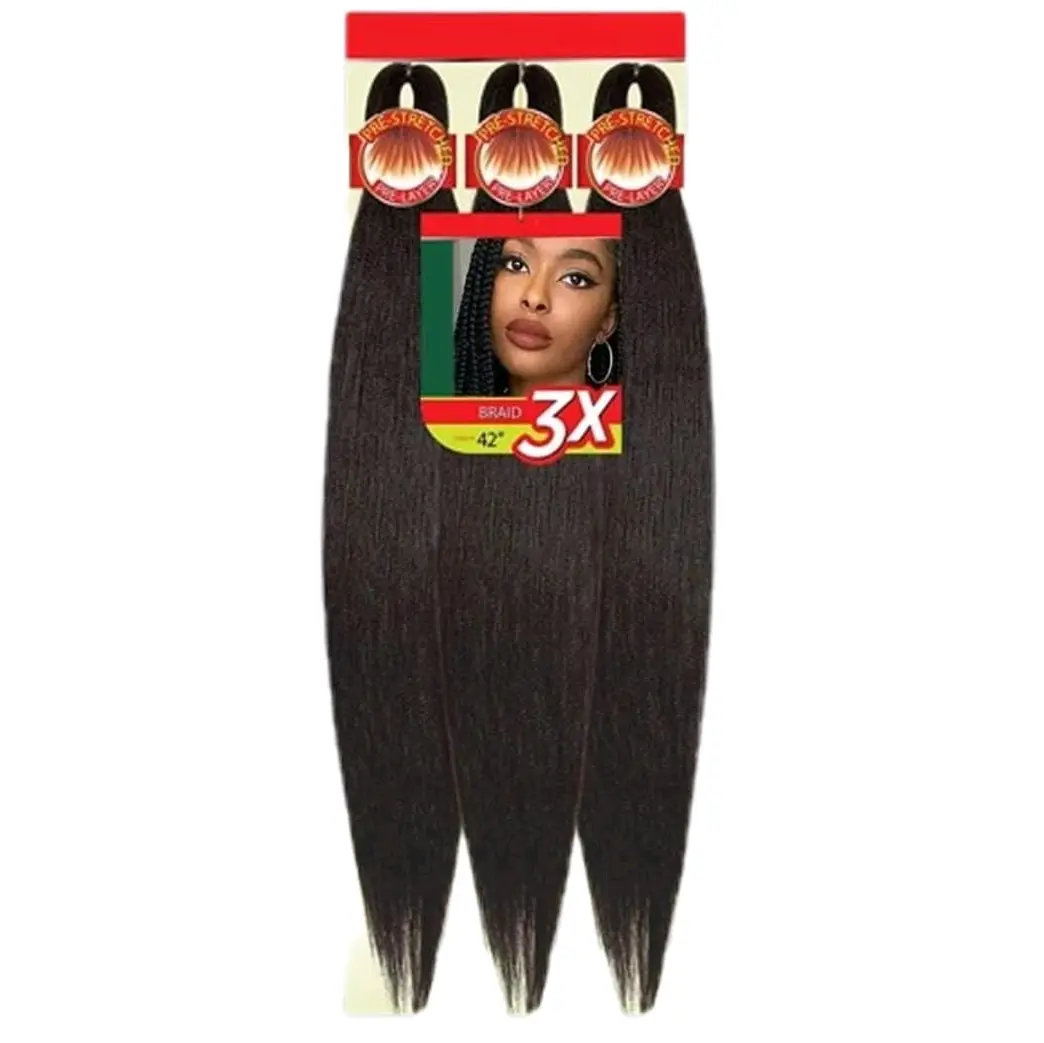 Outre Synthetic Hair Braids X-Pression Kanekalon 3X Pre Stretched Braid 52" - Black, Soft and Manageable as Human Hair Extensions