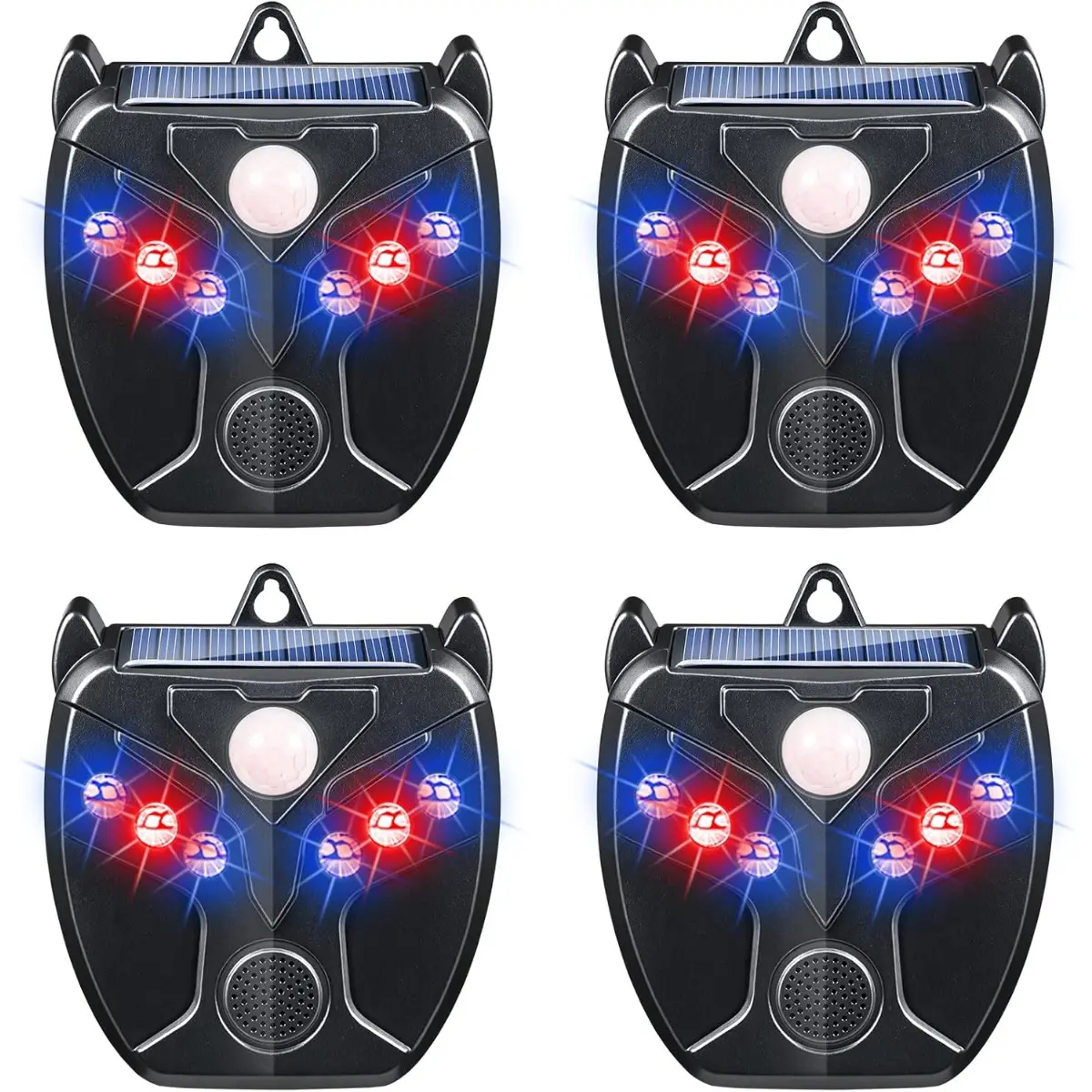 Solar Nocturnal Animal Repeller-Racoon, Fox, Skunk, Coyote, Deer Deterrent - Predator Light for Chicken Coop Predator Protection - 4 Pack