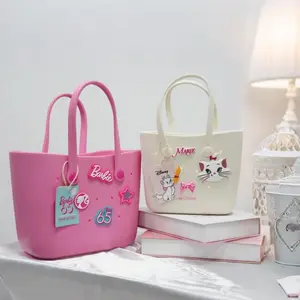 Barbie Daylight Shiny Pink & Marie Cat Disney Lunch Bag Set -Large Barbie Pink Lunch Tote + Mini White Marie Cat Disney Series Lunch Tote