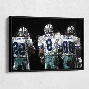 Troy Aikman, Michael Irvin & Emmitt Smith  Print - Dallas Cowboys Wall Art, NFL Decor for Home, Man Cave, Fan Gift, Framed Poster ( Unframed - Print Only )