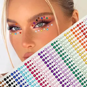 3D Gems Temporary Sticker, 900pcs/sheet Colorful Body Makeup Decoration Sticker, Face Decoration Sticker for Festival, Party, Cosplay, Makeup Accessories, Sticker Tattoos