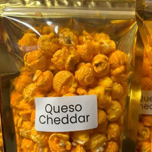 LG Omar’s Famous Popcorn - Gourmet Popcorn - Queso Cheddar Flavor - Snack, Crunchy, Crispy