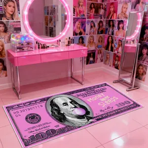 Pink Y2K dollar rug, 1 count soft long rug, non-slip floor mat, machine washable, suitable for living room bedroom bedside kitchen bathroom room decor, Y2K Aesthetic dollar pattern Decorative Area Rug, comfortable home decoration, Gifts for girl friend