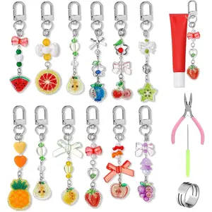 12pcs Lip Gloss Keychains |   Bulk Lip Balm Keychains with Exquisite Cute Charm for Women Girls Key Purse Decor |   Material: Faux Leather, Zinc Alloy, PC Chain |   Brand: LINNO