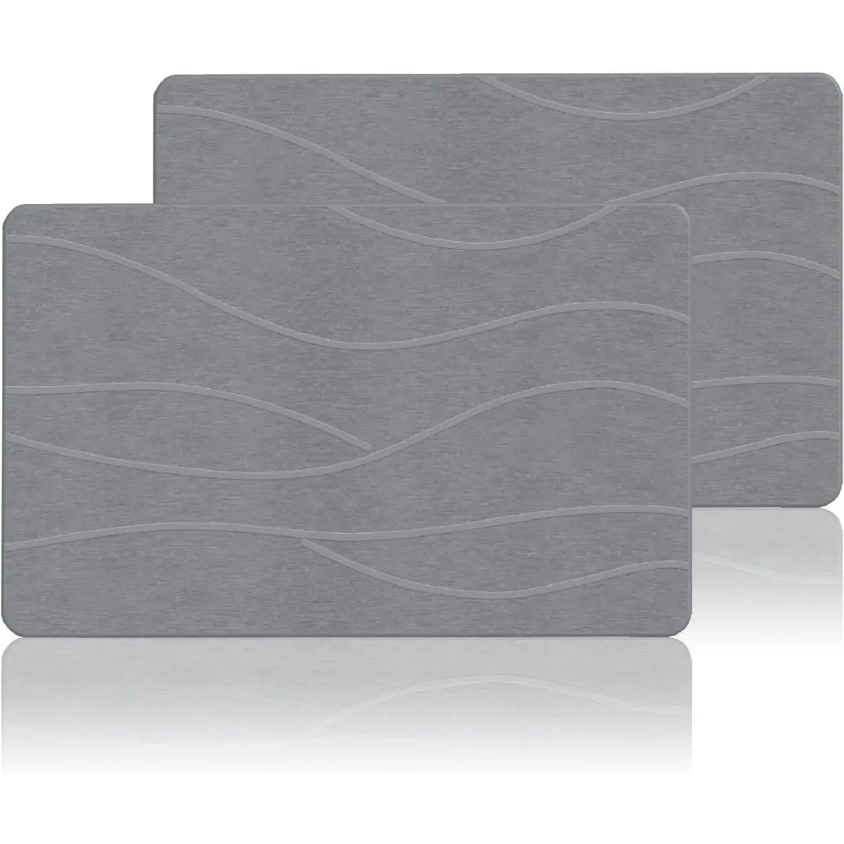 2 Pack Extra Large Diatomaceous Earth Stone Bath Mat, 23"x15" Super Absorbent Quick Drying Bathroom Shower Mat with Non-Slip Base, Easy to Clean