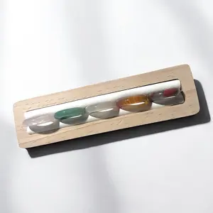 Lychee Gems Jewelry-B1  Natural Crystal Band Rings - Natural Gemstones, Unisex Pink Calcite