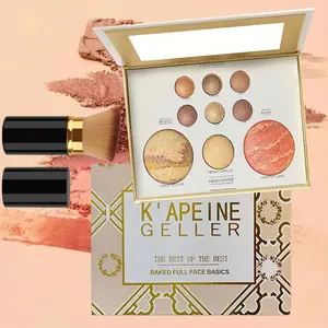 9 Color Baked Ice Cream Makeup Highly Pigmented Palette, Includes Eyeshadow, Blush, Highlighter & Contour, Warm Nude Gold Tone, Long-Lasting, Daily & Party Use