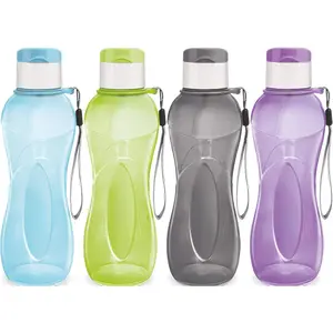 Sports Water Bottle Kids Reusable Leakproof 25 Oz 4-pack Plastic Wide Mouth Large Big Drink Bottle BPA & Leak Free With Handle Strap Carrier For Cycling Camping Hiking Gym Yoga