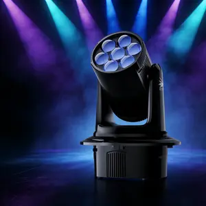 150W Auto Mode Sound Activated Moving Head Wash Light, 7x15W RGBW DMX512 4in1 Osram LEDs, 10-40° Motorized Zoom Stage Lighting, DMX Control for Wedding, home Parties event , Bar, Live Show, Club, Church, DJ Stage Light effect