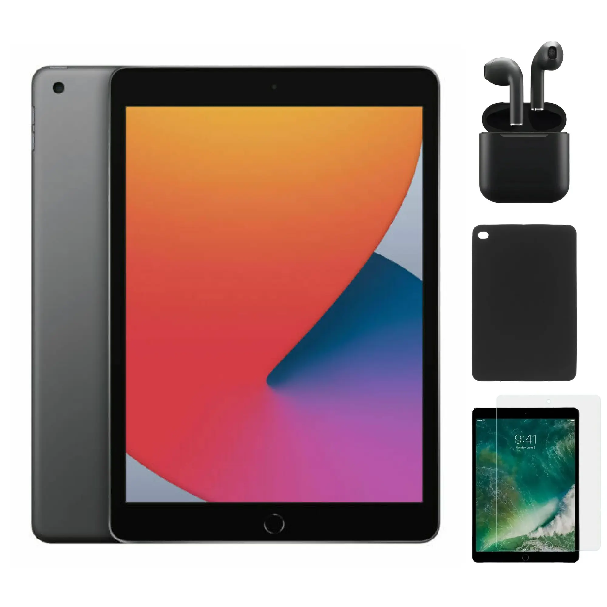 Refurbished iPad 8th Gen (WiFi)-Excellent Condition with Case, Wireless Earbuds,Tempered Glass Screen Protector & 1 Year Warranty