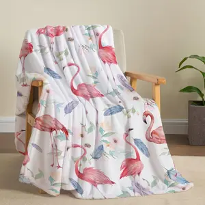 Flamingo Blanket Watercolor Flower Throw Blankets Ultra Soft Flannel Throw Blankets Lightweight Cozy Fluffy Plush Blanket for Bed Couch Sofa 50" X 60"