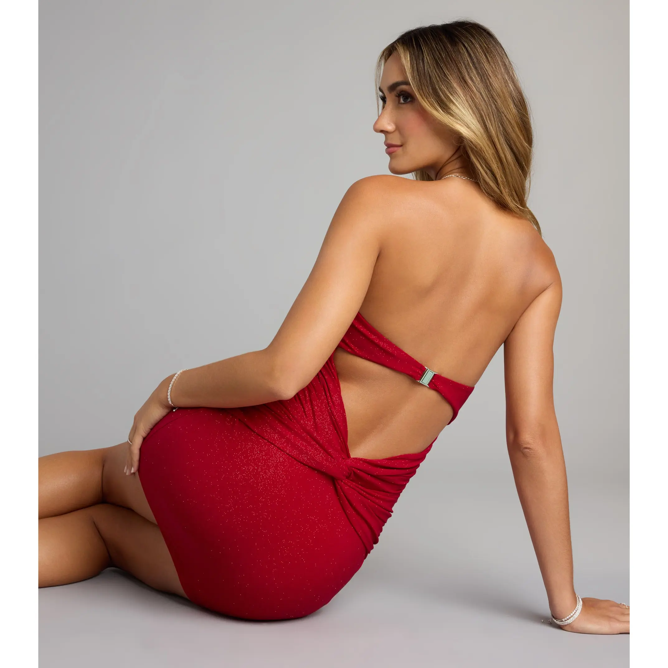 Flirty Sparkle Glitter Tube Mini Dress