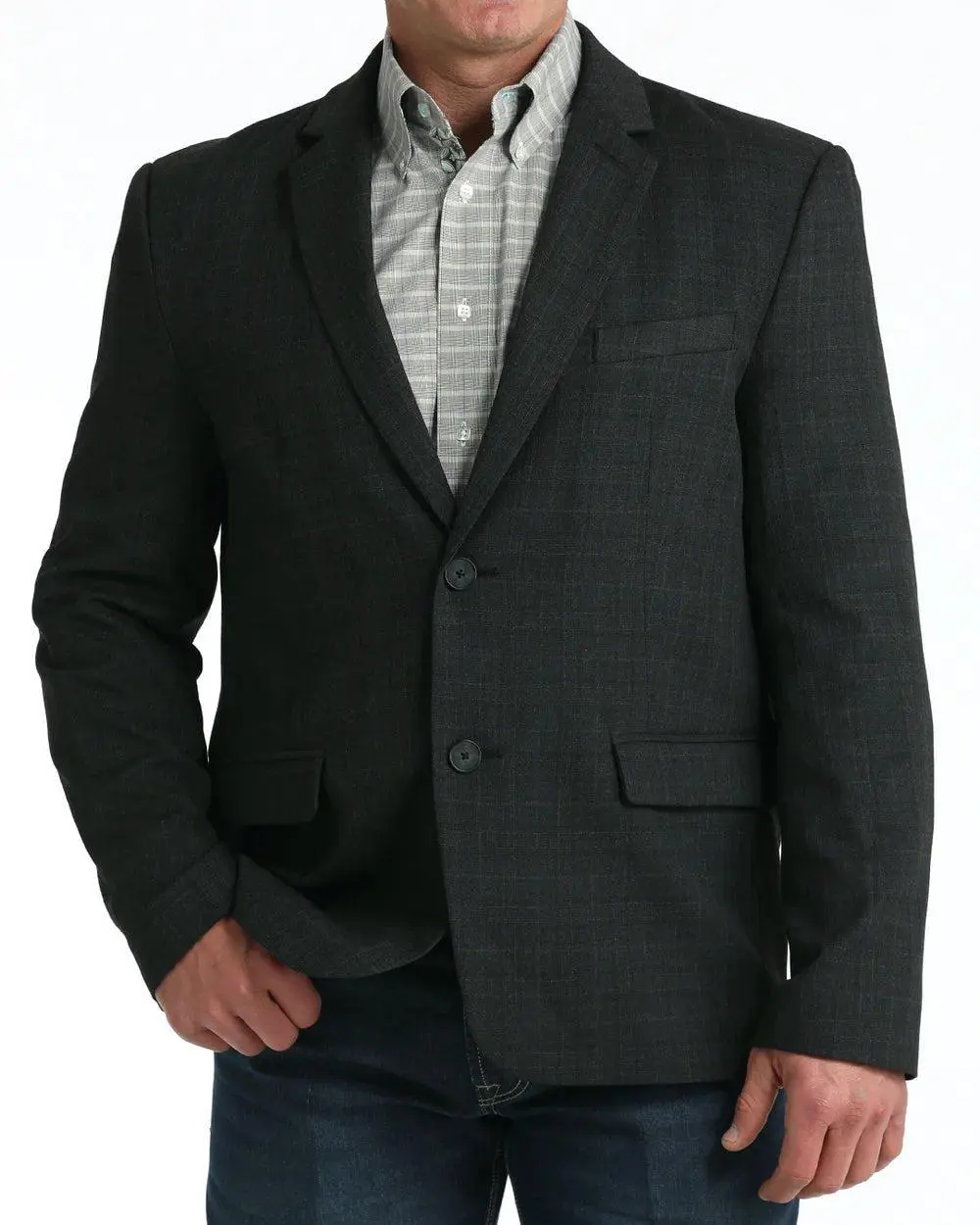 CINCH Men's Tailored Cut Western Suit Jacket - Menswear Fashion Classic Cowboy Sport Coat, Charcoal Grey, Paisley Lining, 2-Button Closure, Functional Front Pockets, Evening, Party, Structured Fit, Wedding, Jeans, Formal, Pants, Grey Fabric, Long Sleeve