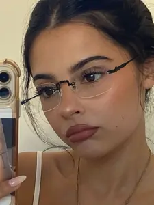 Luxury Metal Frameless Business Glasses, Stylish Trendy Eyewear, Unisex Rectangular Eyewear for All Seasons, Casual Fashion Accessory, Ideal for Students & Daily Wear