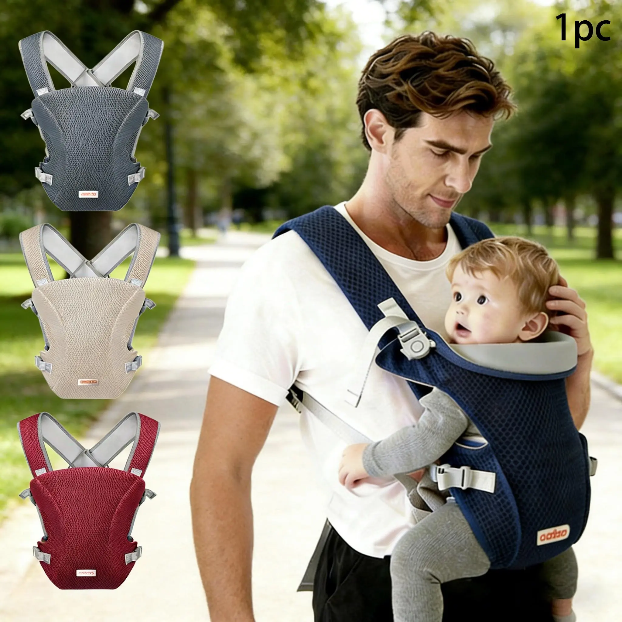 Baby Mesh Backpack Carrier, Ergonomic Net Fabric Baby Back Carrier, All-Season Universal X-Type Pressure Relief Shoulder Straps