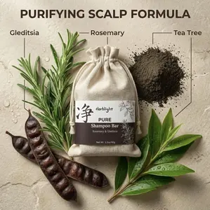 Herblight Rosemary & Gleditsia Pure Shampoo Bar – Deep Cleanse & Scalp Refresh – Clarifying Herbal Hair Soap for Oily & Buildup-Prone Scalp (90g / 3.17 oz)