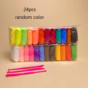24 Color Air Dry Clay Set Ultralight Modeling Clay Sculpting Tool DIY Craft Art Supplies Gift Kids Fathers Day Creative Kit