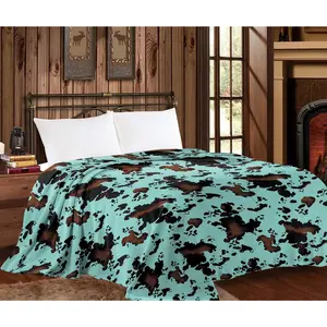 King Sized Cow Print Blanket, Fluffy Flannel Cozy Blanket for Home Decor, Household Items Decor