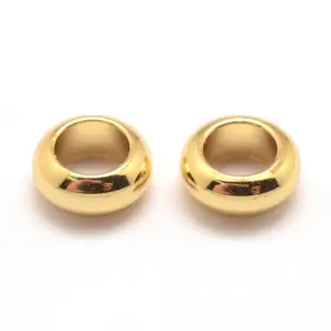10 Piece 18k Gold Plated Beads Sisterlocks Microlocs Rondelle 5x2mm Hole 3mm Smooth Dreadlock Beads Wire Beaded Rhinestone Charms for Micro or Sisterlocks