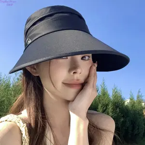 Women's Summer Sunscreen Hat Ice Silk Face-Covering Large Brim Fisherman Hat Sunshade Hat for Cycling with Ponytail Opening, Face Mask, and Neck Protection