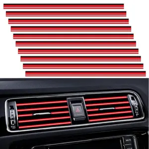 20-Piece Universal Car Air Conditioner Vent Trim Strips – Flexible, Waterproof, Shiny Red Interior Accessories for All Air Vent Outlets