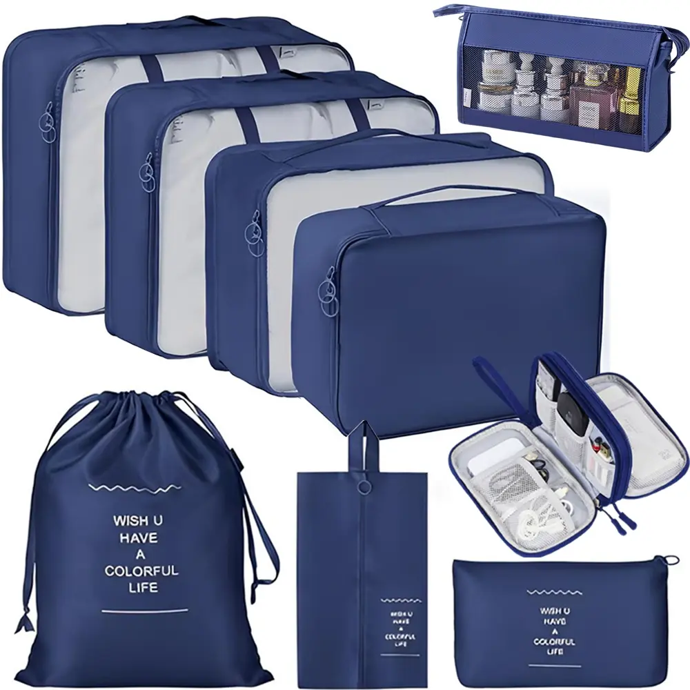 9-Piece Lightweight Packing Cubes Set, Luggage Organizers with Laundry & Shoe Bags, All-In-One Travel Organizer for Efficient Packing, Travel Accessories, Travel Organiser Set