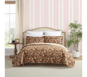 Laura Ashley Marta Brown Full/Queen Quilt ShamSet