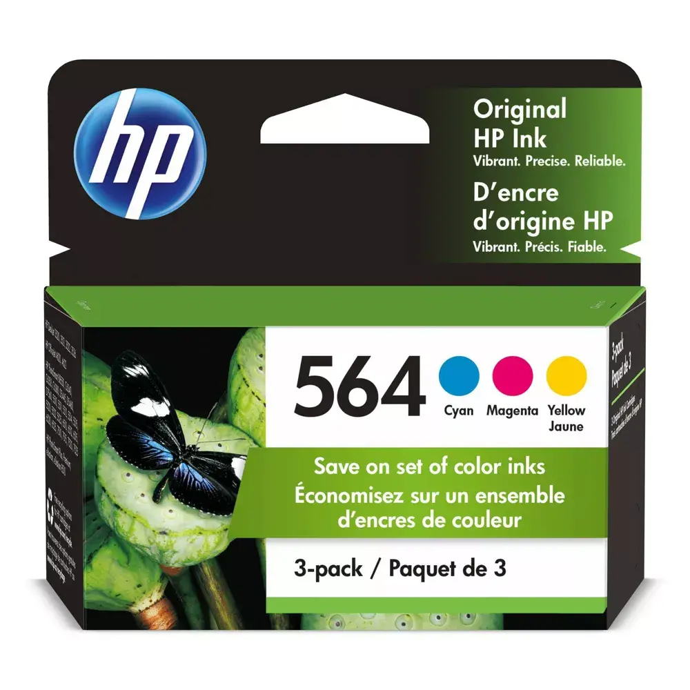 HP 564 C/M/Y 3pk Ink Cartridges - Cyan Magenta Yellow (N9H57FN#140)