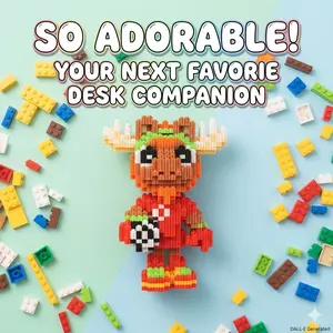 Micro Building Blocks Moose Mascot Soccer Set - 7.5" Mini Bricks 3D Puzzle Construction Toy, 1000+ Pcs Collectible Desk Decor, Sports Fan Gift for Adults Teens (Age 8+)