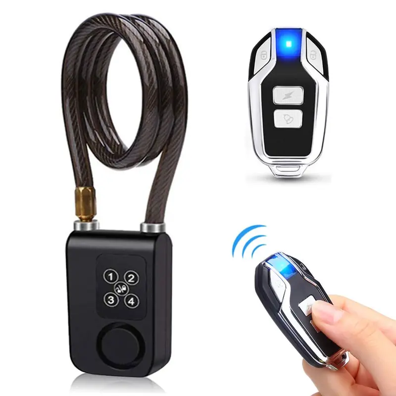 Bike Alarm Code Lock, 1 Set Remote Control Bicycle Alarm, Anti-Theft Alarm Security Lock, Cycling Motorcycle 4-Digit Password Lock, Cycling Accessory, ABS Material