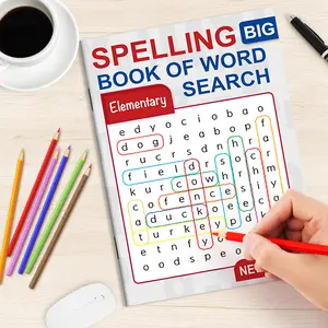 English word search big book, exercise reading and spelling skills, immersive alphabet scavenger hunt, adult children's general concentration cultivation book, casual puzzle book to relieve anxiety, Learning Materials