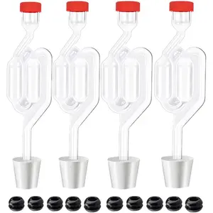 4PACK  Bubble Airlock Set, Fermentation Airlock,Brewing Airlocks Brew Kits Airlocks for Fermenting with 4 Stoppers + 10 Grommets