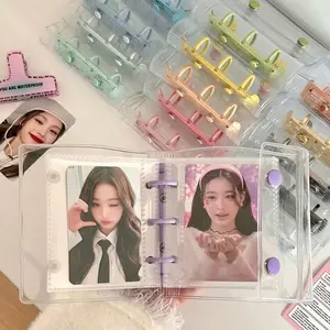 Dual Buckle A8 Card Album, Photo Strip Album, Three-Inch Single Slot Mini 3-Hole Loose-Leaf Notebook, Transparent Simple Storage, Muji Style Minimalist Folder