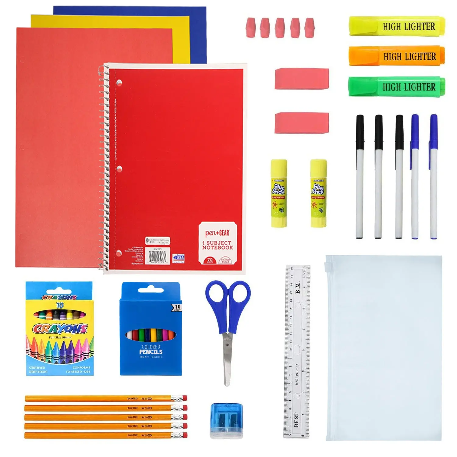 50 Piece Premium Wholesale School Supply Kits for Kids - Bulk Case of 12 Kits
