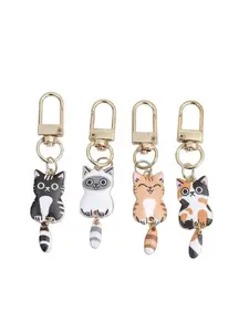 Cute Cartoon Tail Cat Keychain, Alloy Animal Print Pendant, Bag Decoration, Gift for Friends, Unique Accessory, Suitable for Wallets, Backpacks