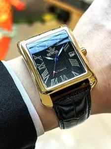 Men's Mechanical Watch Rectangle Dial, Luxury Buckle Strap, Mineral Glass, Casual Business Style, Perfect Gift for All Seasons, Automatic Watch