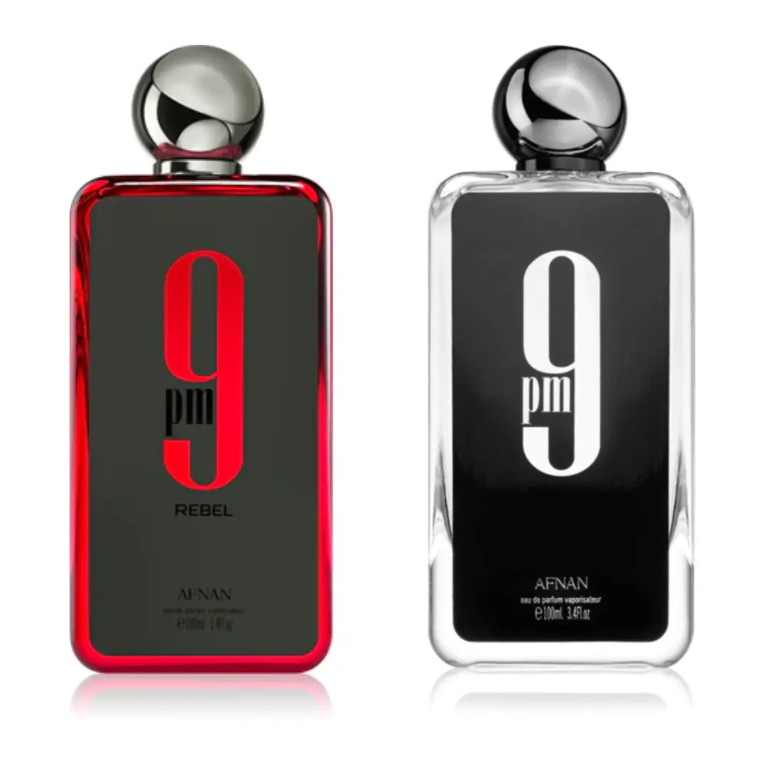 Afnan 9 PM REBEL Natural EDP Men's Fragrance 2-Bottle Multi-Pack, 3.4oz(100ml) Sweet Floral EDP Sprays, Evening Wear Scent - Fragrance Gift Bundle, Two Bottles