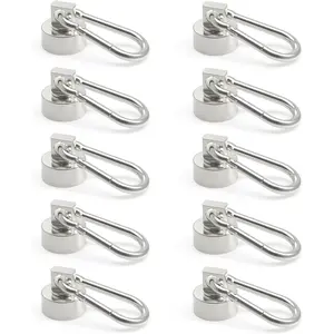 Magnets Hooks Heavy Duty with Carabiner 22lbs Strong Magnets Great Hanging for Refrigerator Cruise Cabin Grill Wreath Kitchen Office 10 Pack