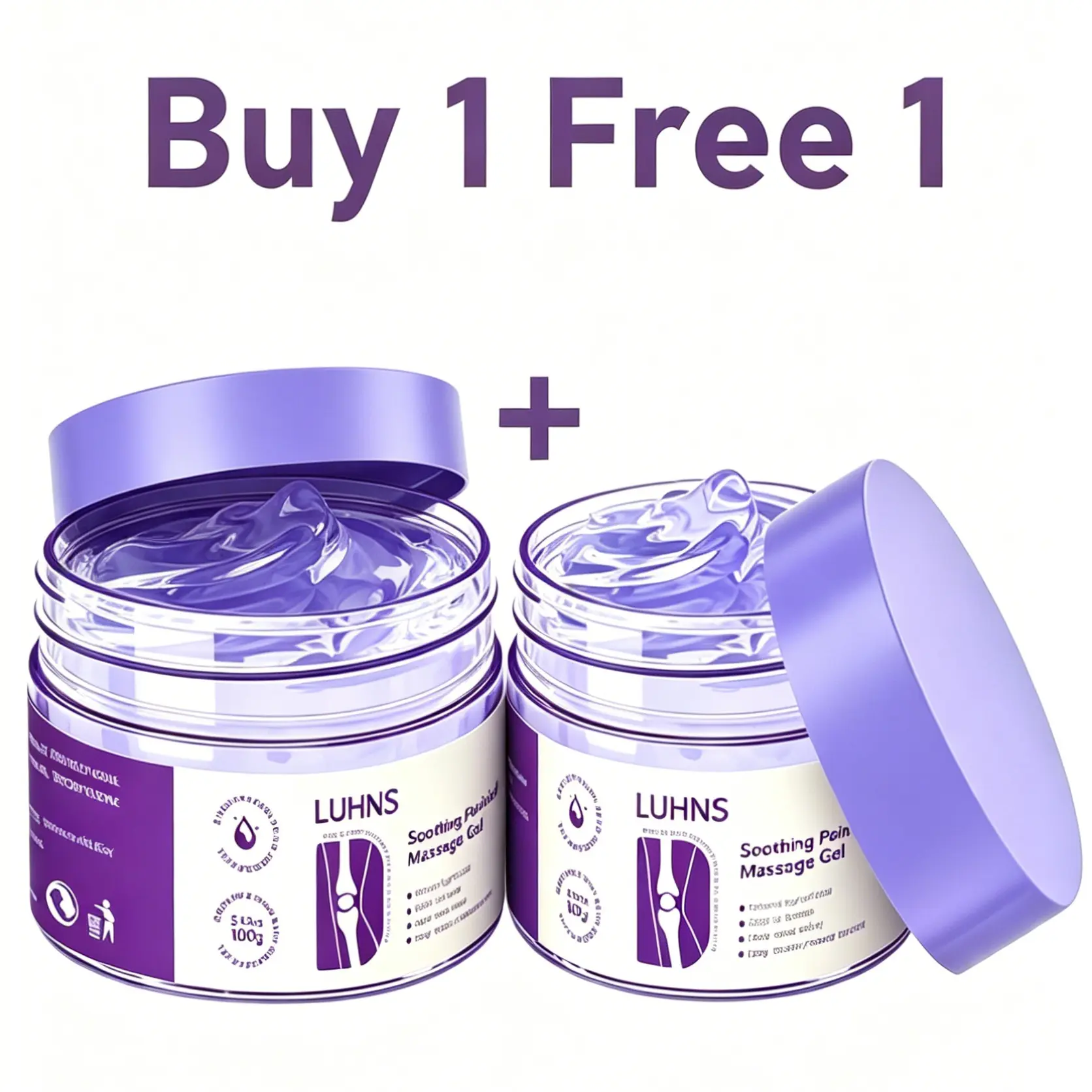 [Buy 1 Get 1 Free] Purple High-Performance Joint & Bone Gel - All-Purpose Pain Relief for Back, Neck - Moisturizing Body Care for Travel, Office Use - Jar-Packaged for Hands, Feet