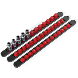 3 count 360 Socket Organizer Twist Lock,3/8 1/4 1/2 Socket Storage Rails,  Socket Holders for Tool Box Tool CartsContains up to 40 Clips (Blue, Red and Black)