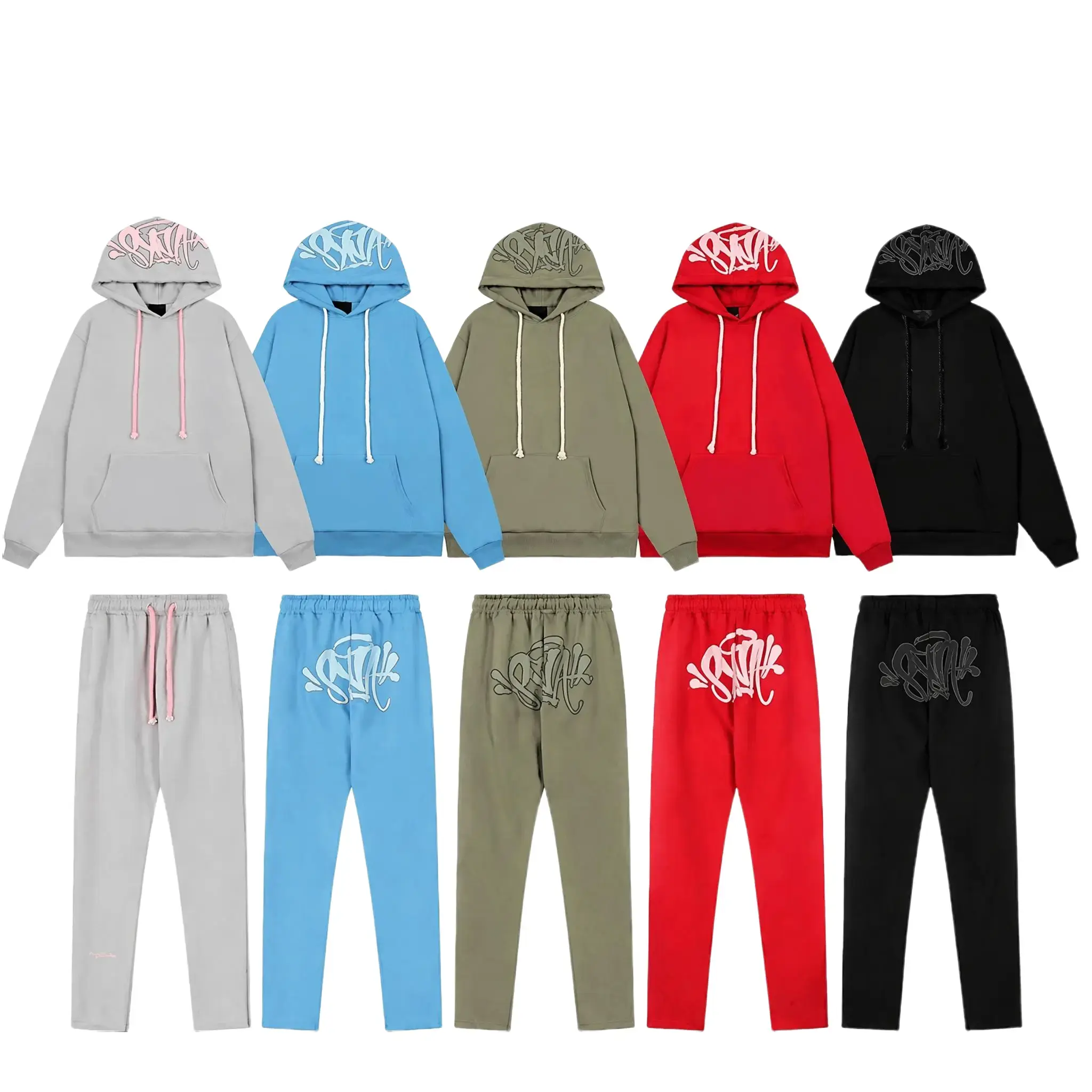 Unisex 2-Piece Tracksuit Hoodie and Cuffed Sweatpants Set Y2K Hip Hop Oversized Loose Casual Streetwear for Men Women Seamless Sports Bra Leggings Scrunch Butt workout