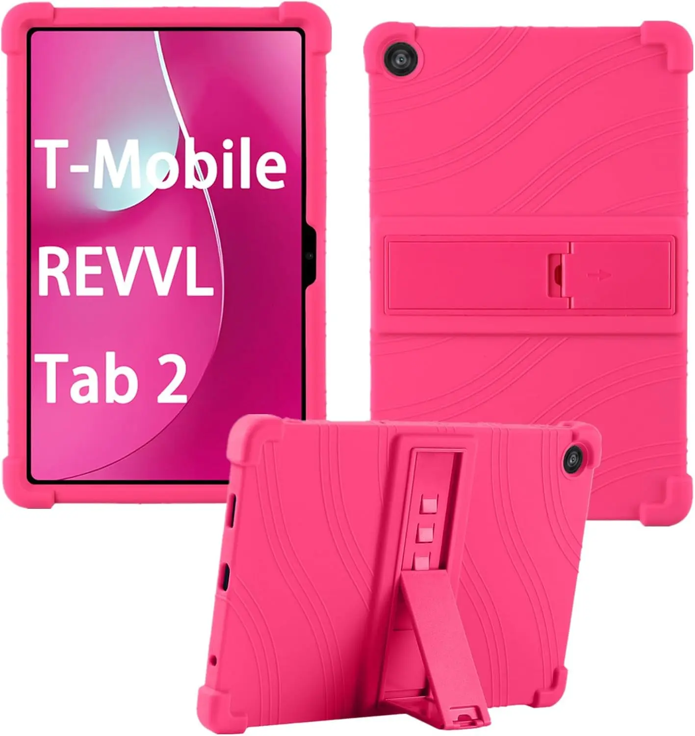 Silicon Casing for T-Mobile REVVL Tab 2 5G 10.1in 2025 Tablet, Durable Accessories with Friendly Soft Adjustable Stand for Protection (Rose)