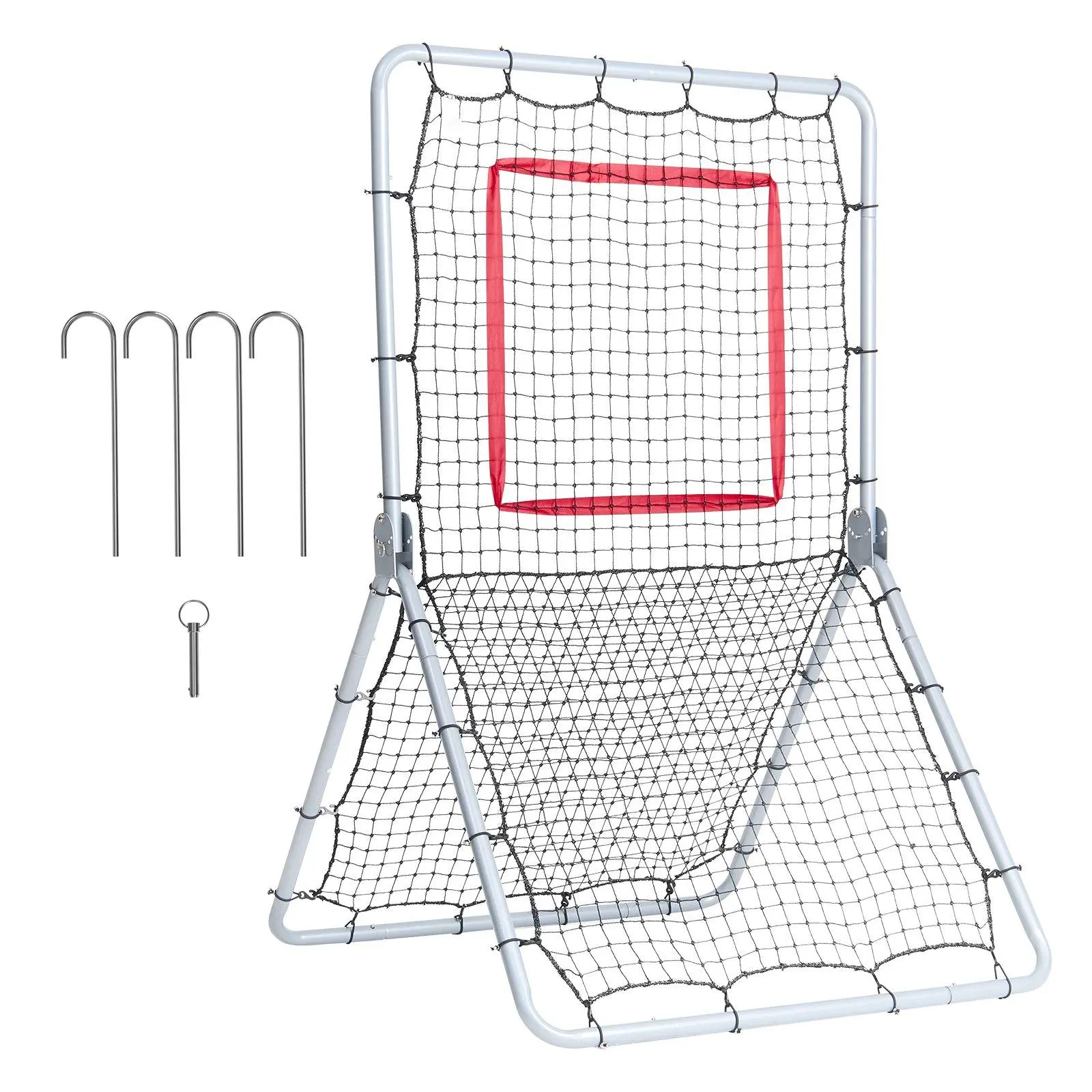 VEVOR Baseball & Softball Rebounder Net 3.5x6 ft, Flat Pitch Back with Steel Frame, 5 Adjustable Angles for Batting Practice, Portable Training Aid with Easy Assembly, Batting Practice Equipment, Softball Training Aid, Training Equipment