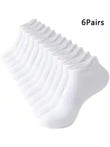 Men's Solid Color Simple Ankle Socks, Casual Moisture Wicking Socks, Soft Comfy Breathable Socks for All Seasons Daily Wear, Socks Pairs, Breathable Fabric Socks, Breathable Plain Socks